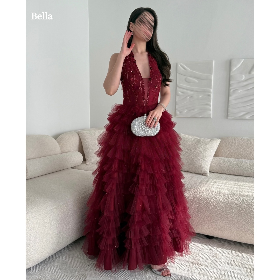 Women Formal Wear For Graduation - Bella Customized Satin Off-the-Shoulder Beaded Prom