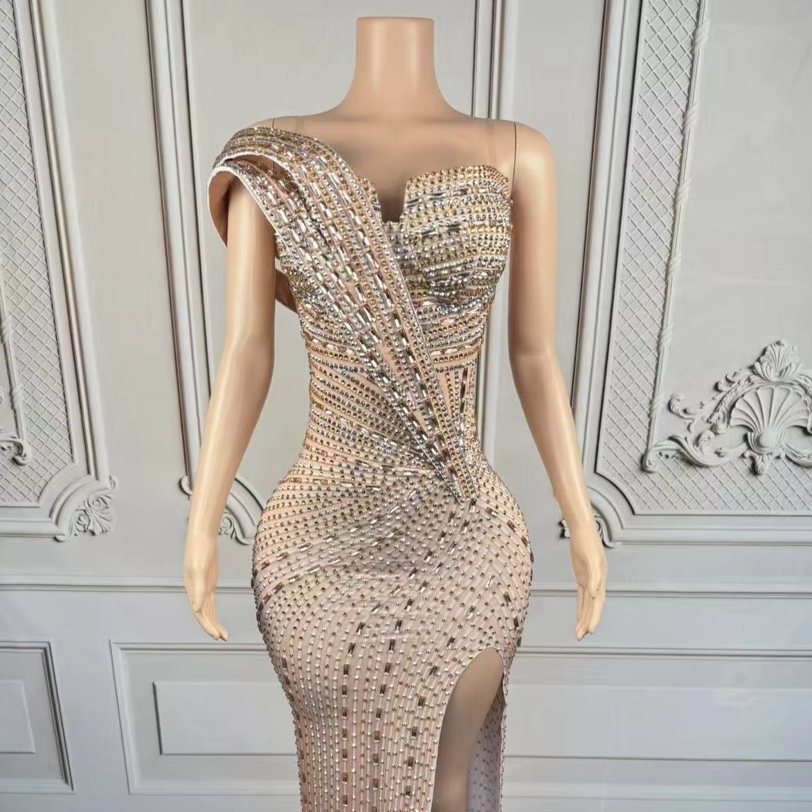 Women Formal Wear Photoshoot - Xiangbin Sparkly Crystals Formal Long Dresses