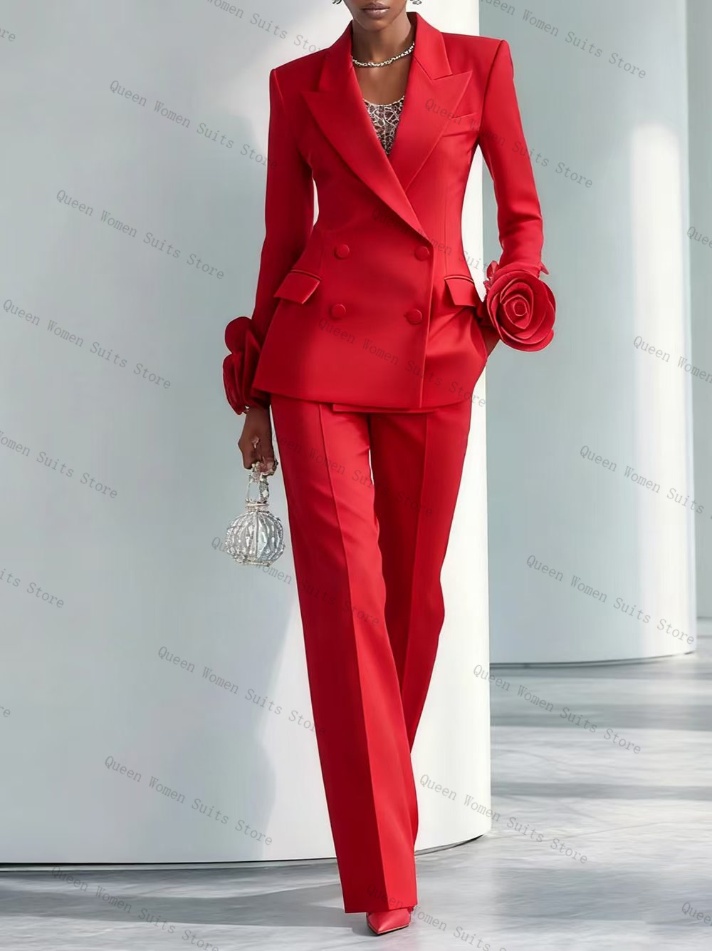 Women'S Formal Wear Tuxedo - Luxury Red Women Suit Set 2