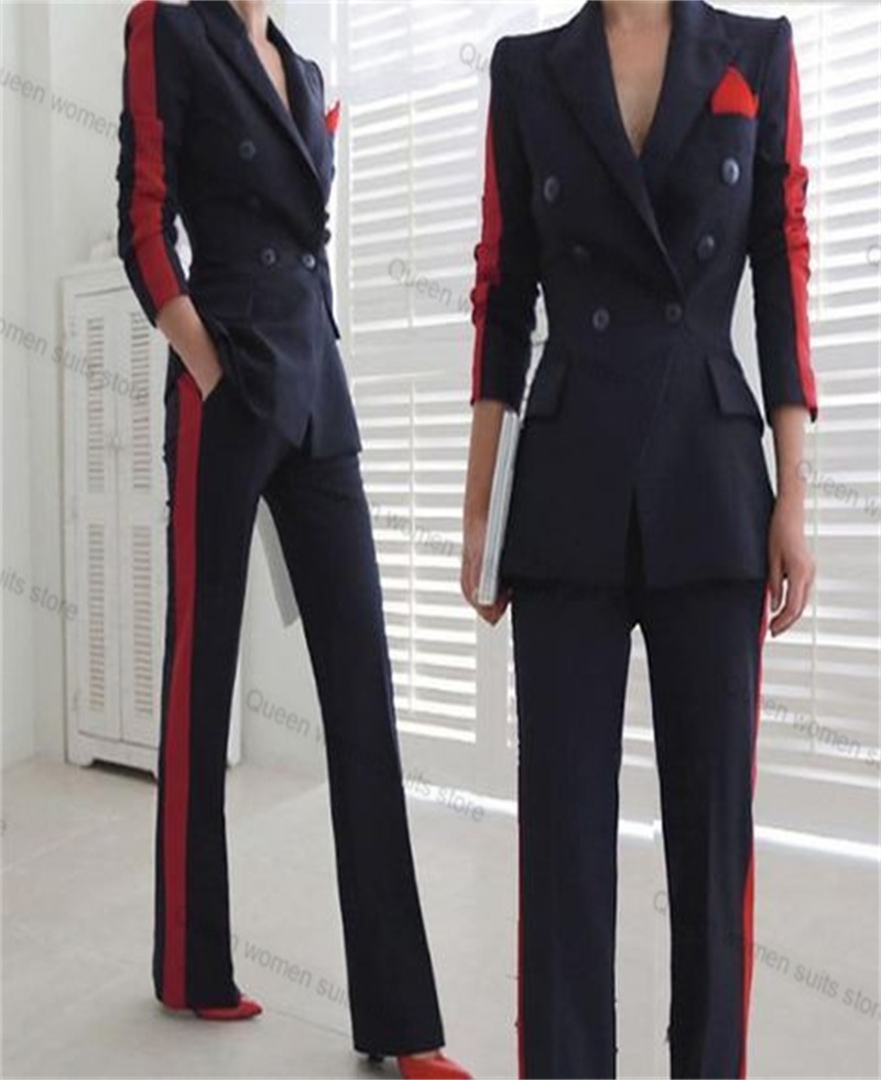 Women'S Formal Wear Tuxedo - Red Black Autumn Women Suit Set