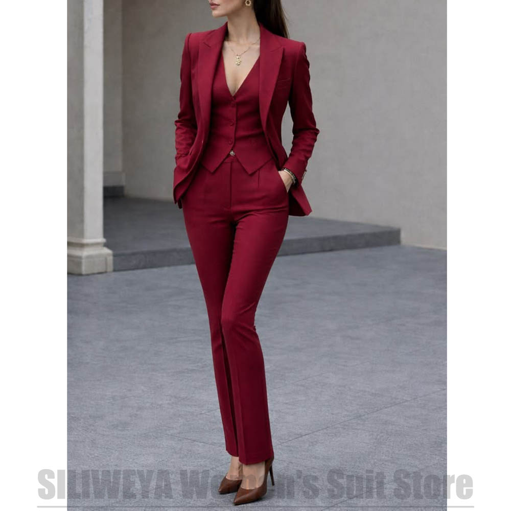 Women'S Formal Wear Pants Suit - Women 3 Piece Suit Set Blazer