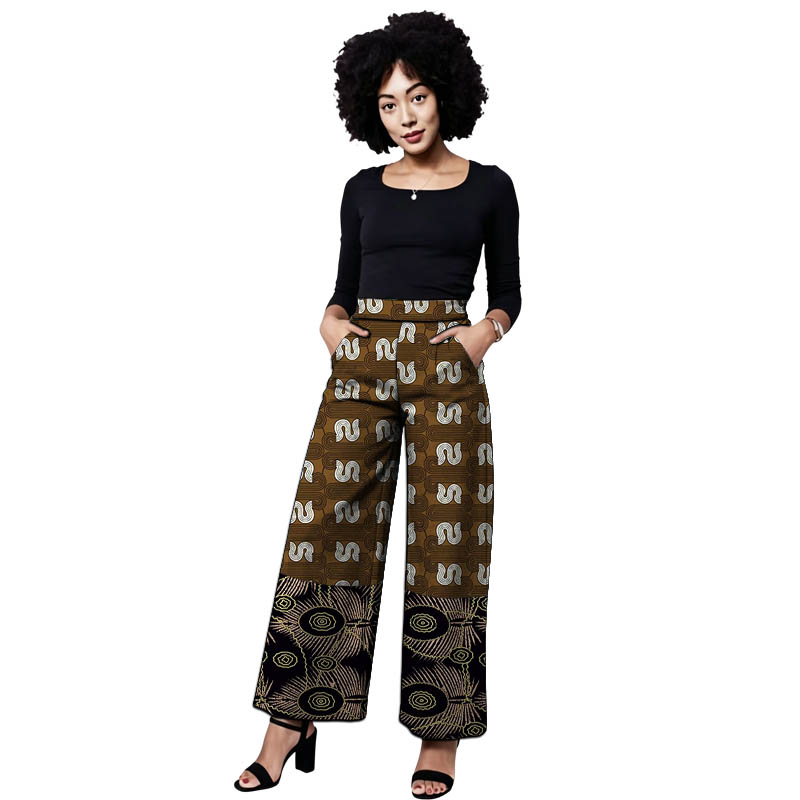 Tailored Trouser Wide - Ankara Outfit Women's Patchwork Trousers Wide