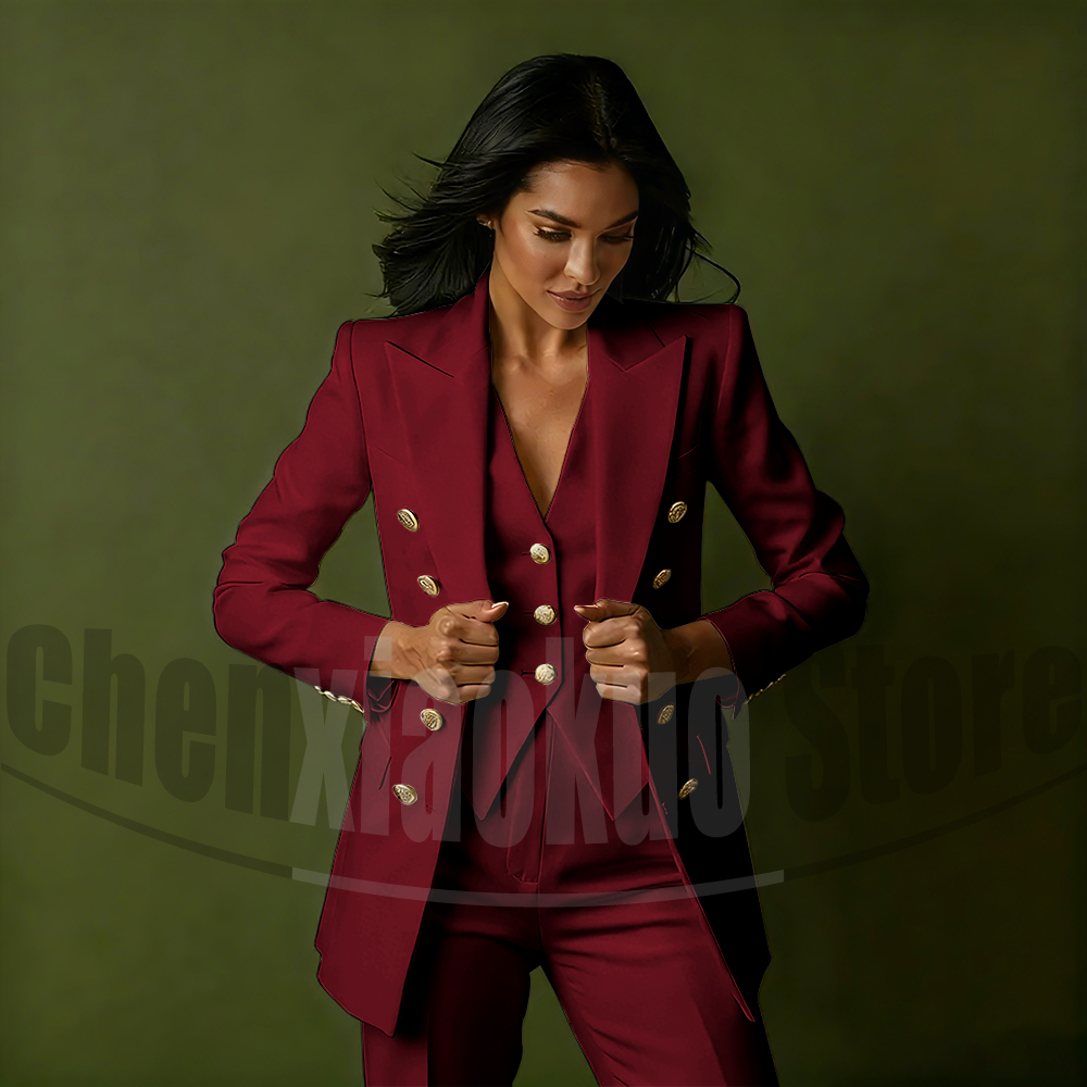 Women's Double Breasted Three  - Women'S Formal Wear Pants Suit recension och pris