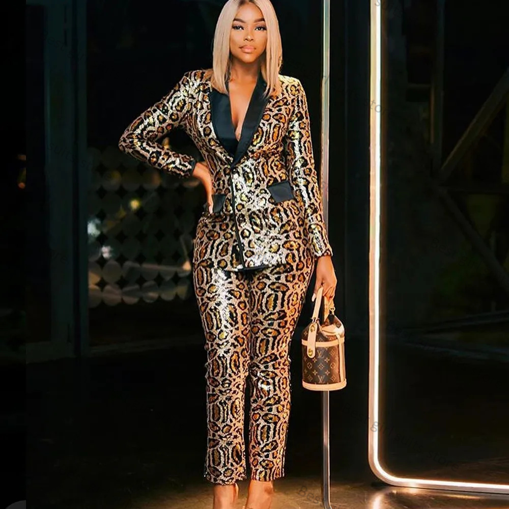 Leopard Printed 2 Piece Women  - Tailored Trouser Wide recension och pris