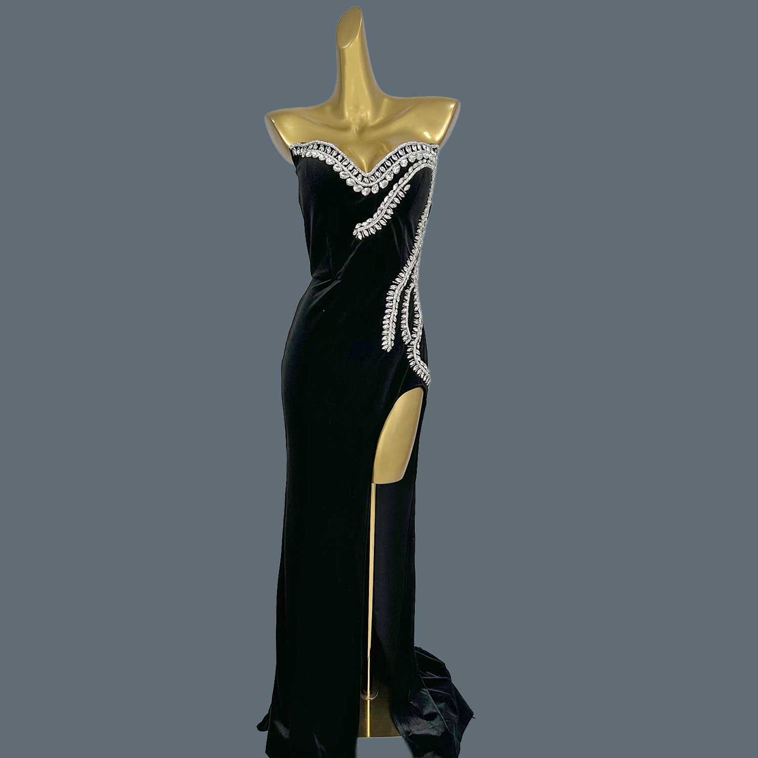 Black Velvet Floor-length Dres - Women Formal Wear Photoshoot recension och pris