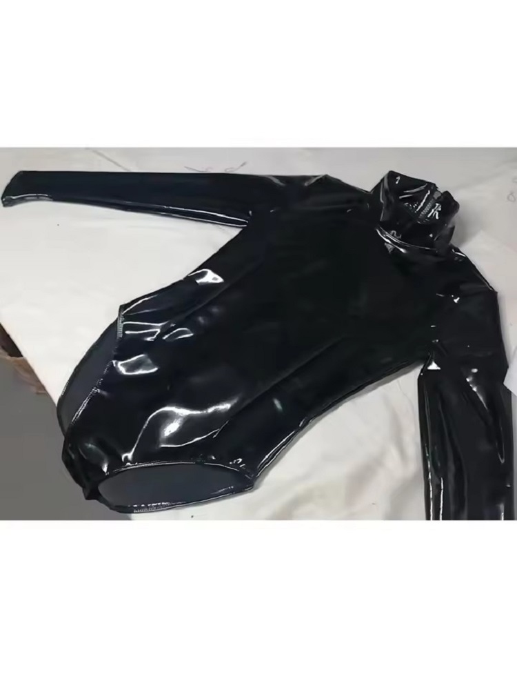 Womens Faux Latex PVC Mirror P - Turtleneck Bodysuit Office recension och pris