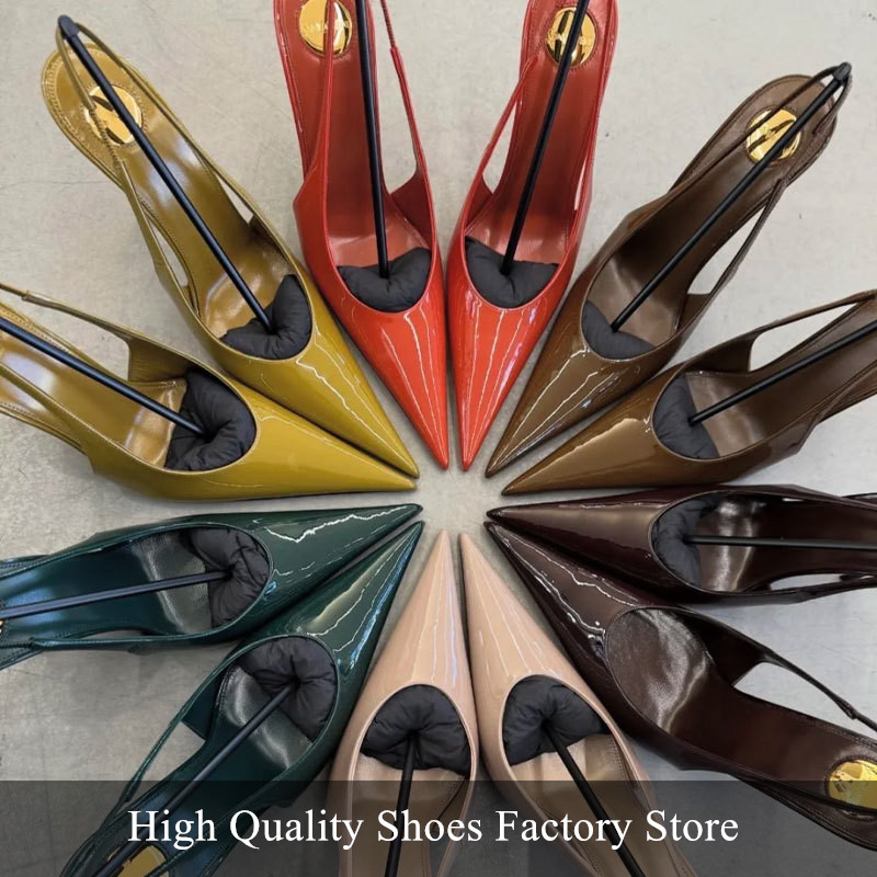 Elegant Nude Gloss Patent Leat - Slingback Heel Formal recension och pris