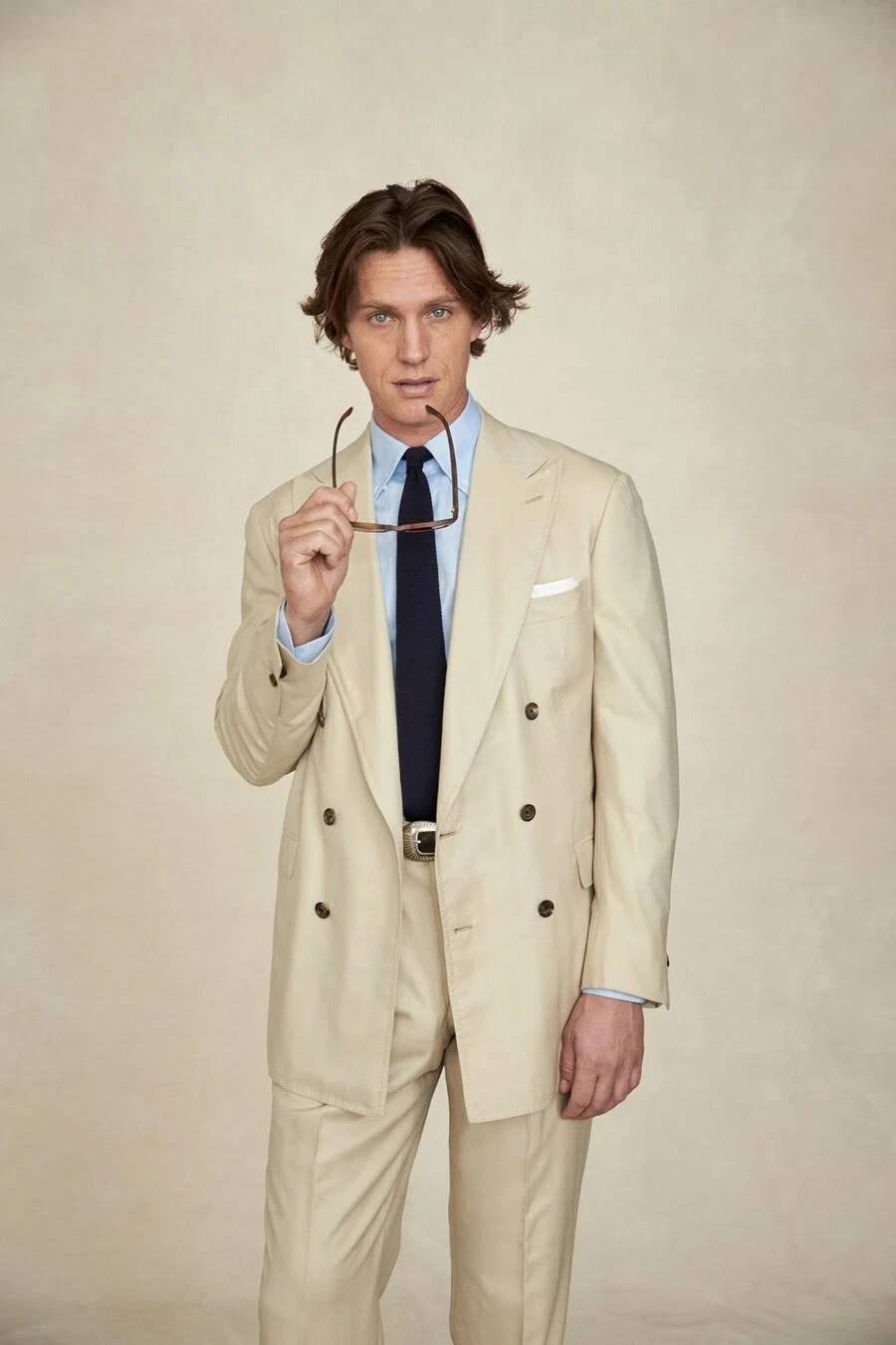 Beige Wide Peak Lapel Double B - Tailored Trouser Wide recension och pris