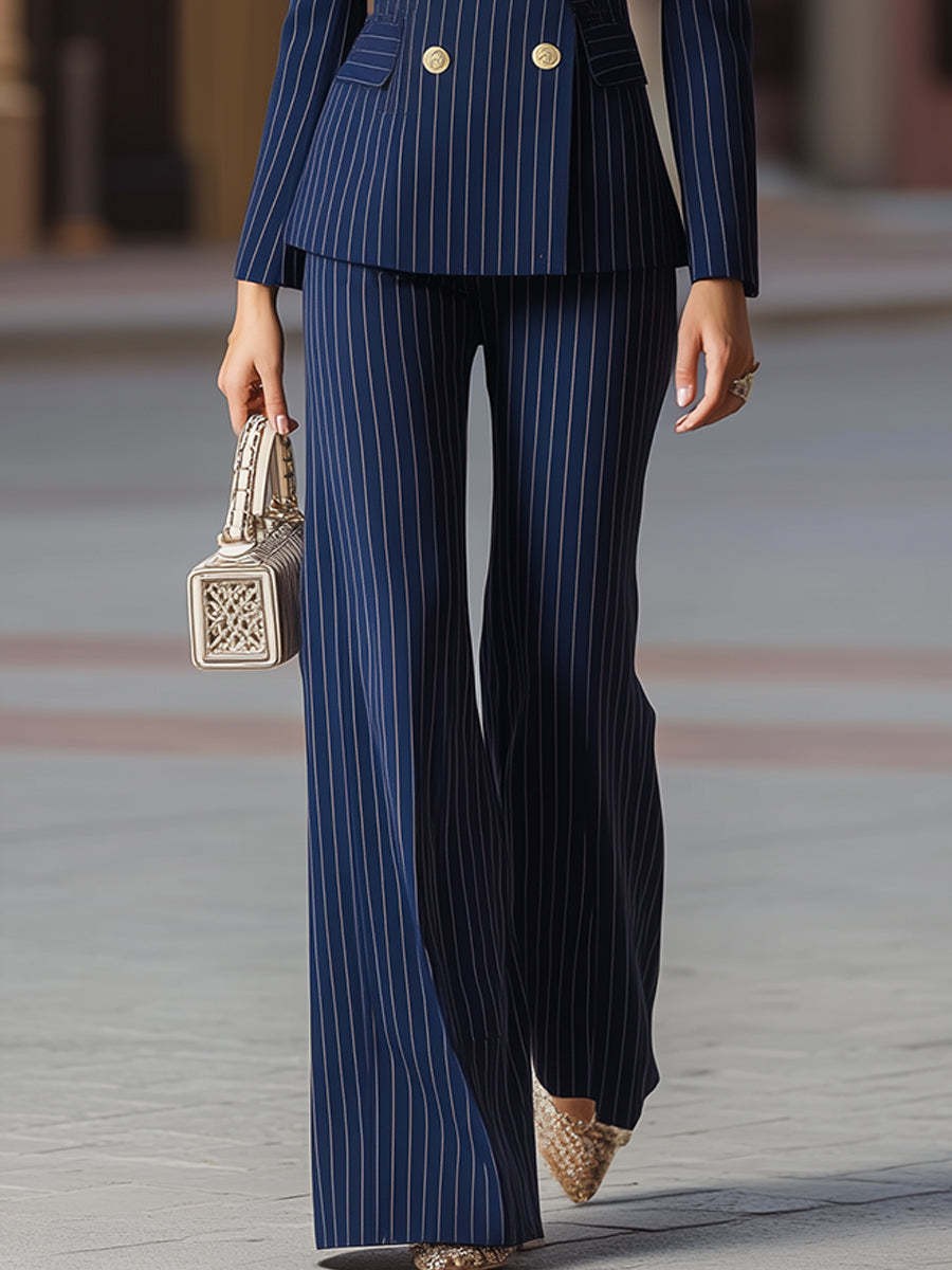 Elegant Women's Suit Set Navy  - Tailored Trouser Wide recension och pris