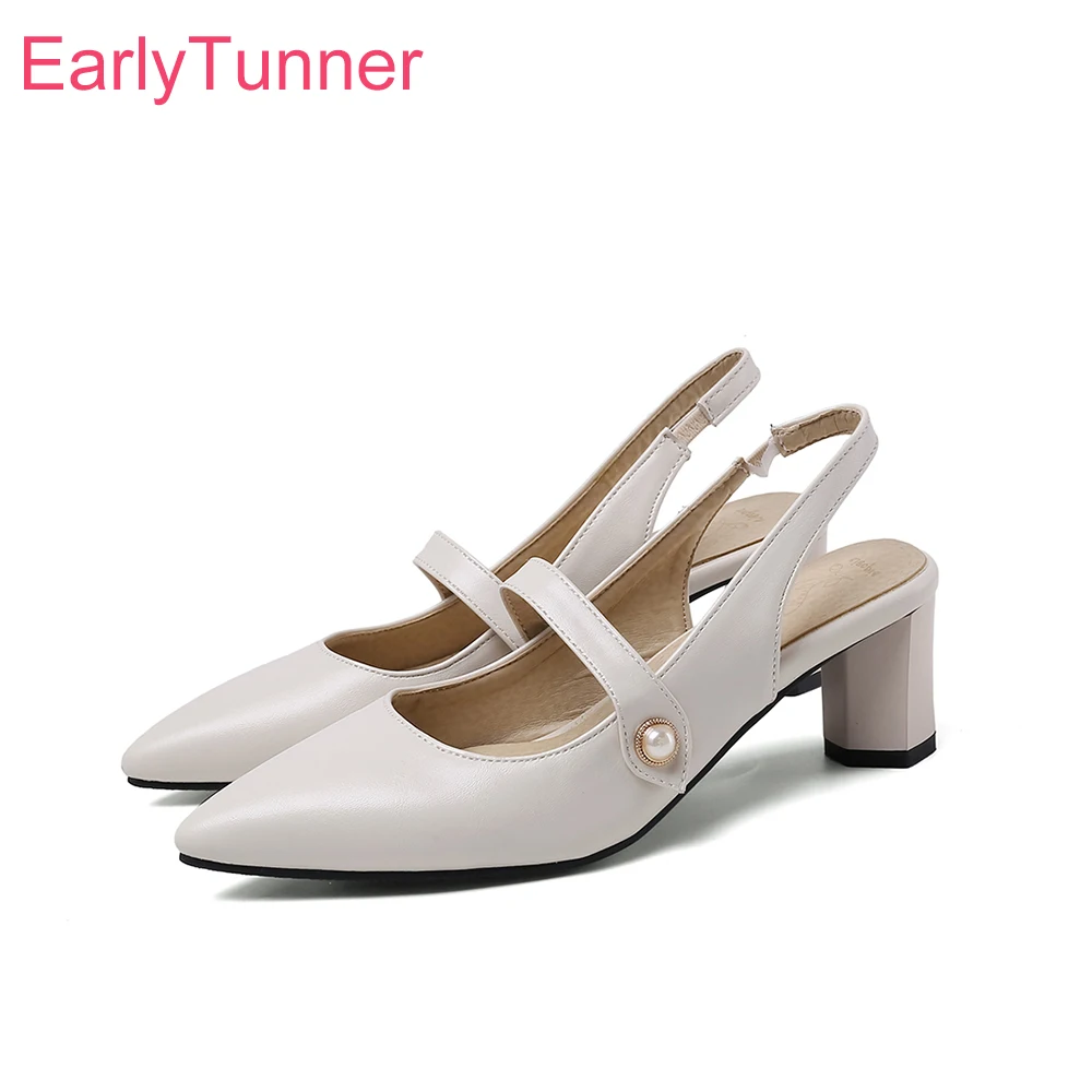 Summer New Elegant Beige Black - Slingback Heel Formal recension och pris