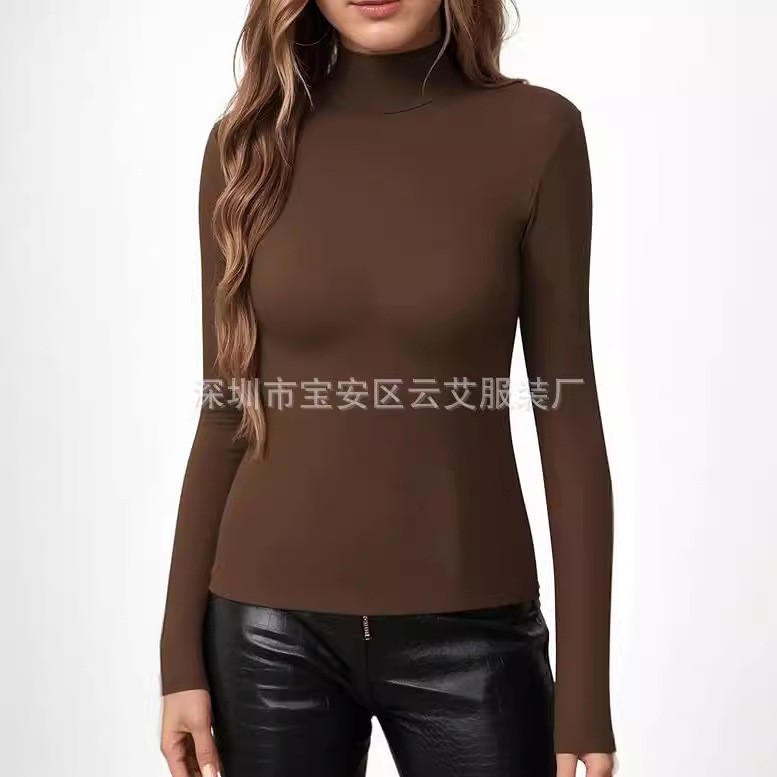 Women Fitted Solid Color Turtl - Turtleneck Bodysuit Office recension och pris
