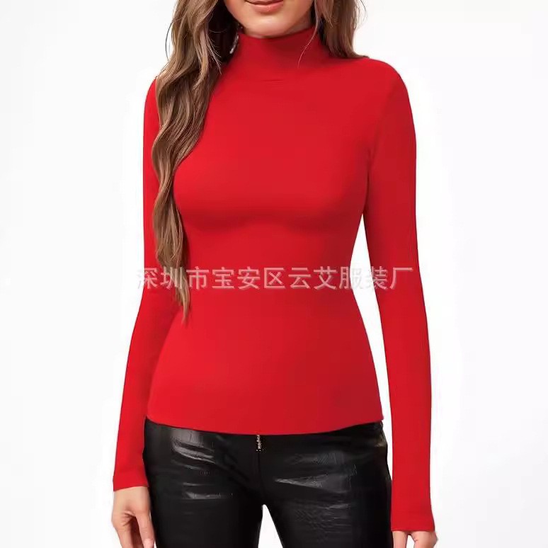 Women Fitted Solid Color Turtl - Turtleneck Bodysuit Office recension och pris