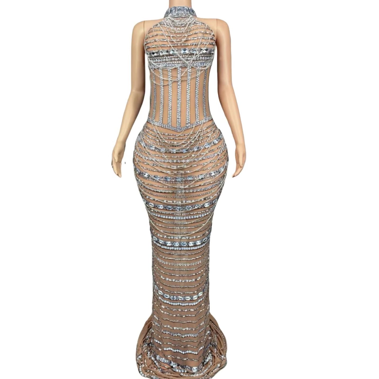Sexy Women Sparkly Crystals Ch - Women Formal Wear Photoshoot recension och pris