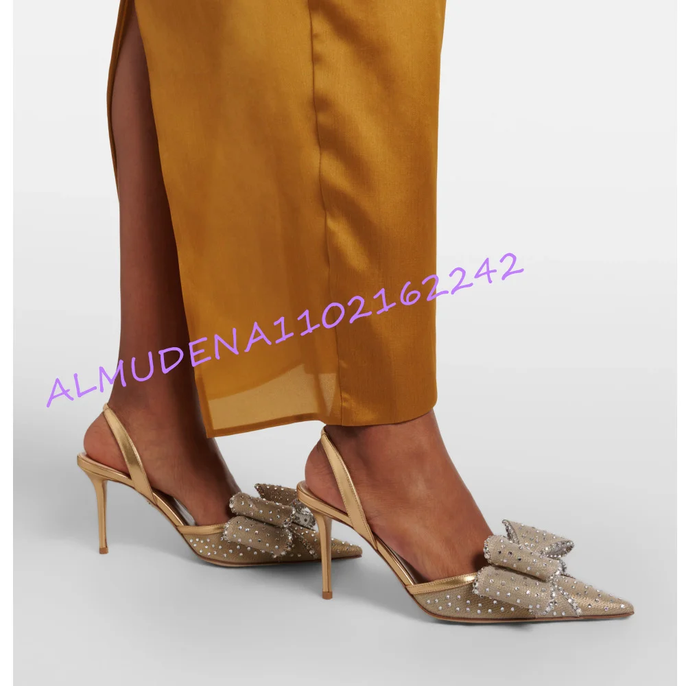 Women Champagne Mesh Rhineston - Slingback Heel Formal recension och pris
