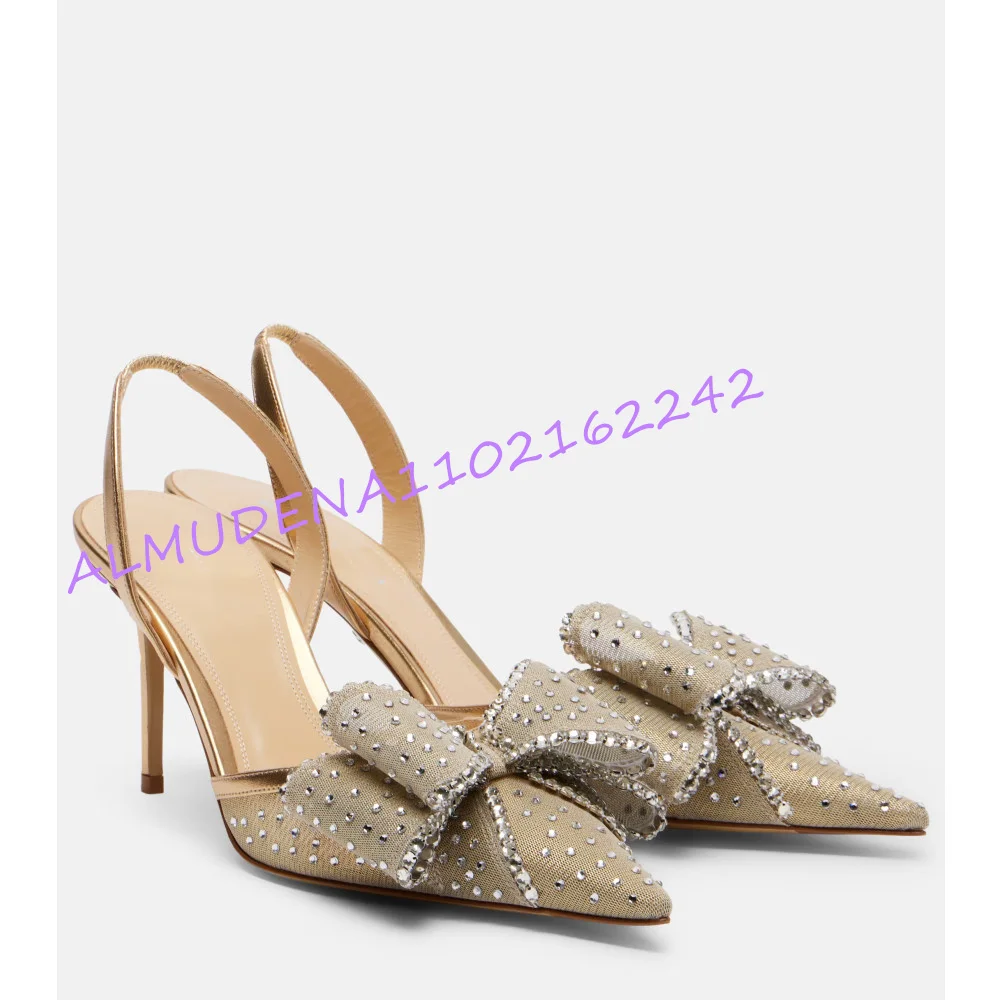 Women Champagne Mesh Rhineston - Slingback Heel Formal recension och pris