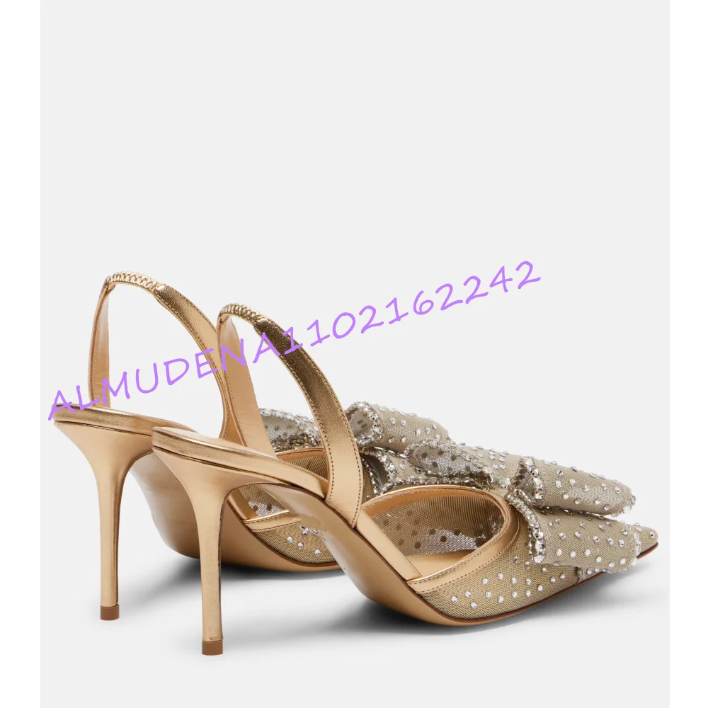 Women Champagne Mesh Rhineston - Slingback Heel Formal recension och pris