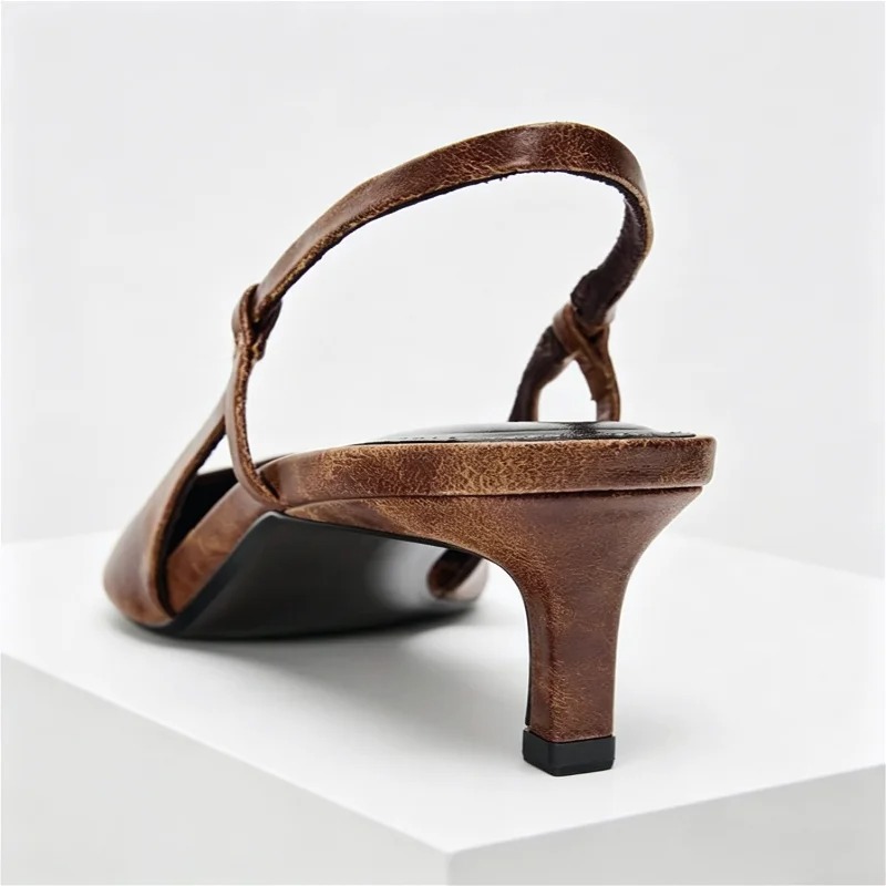 Retro Brown Kitten Heel Design - Slingback Heel Formal recension och pris